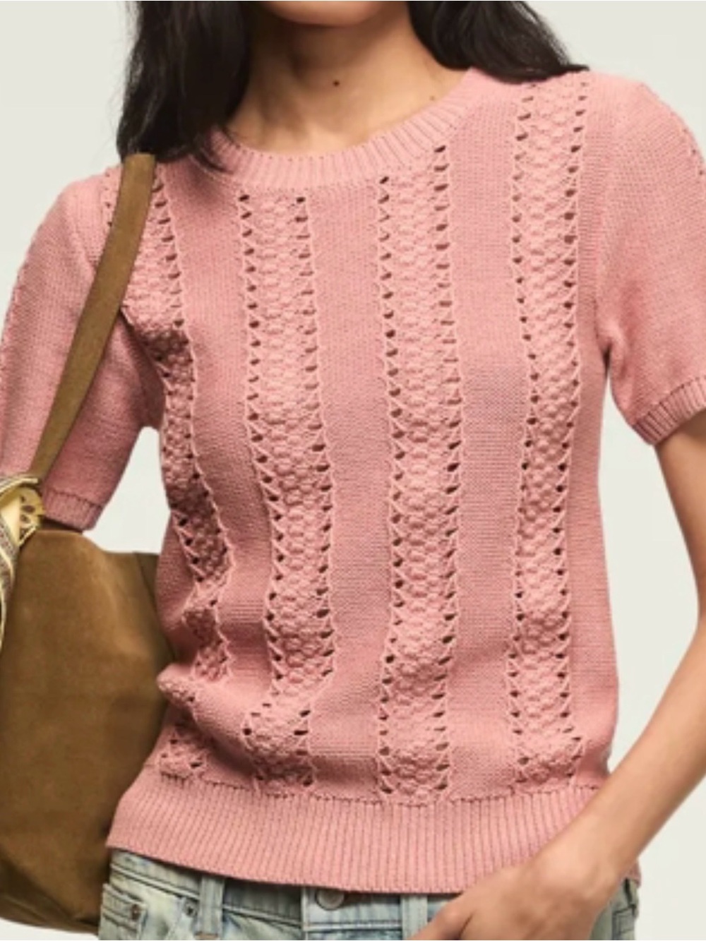 Lucky Brand Rose Dawn Pointelle Sweater Tee Womens XL NWT